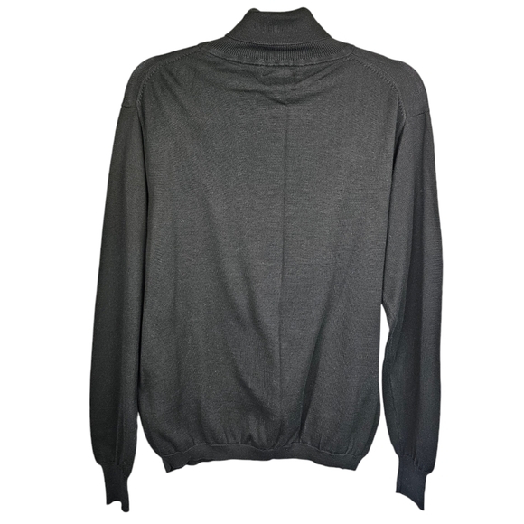 CUMRAN Women's Black Woven Silk Blend Turtleneck Size M - Picture 2 of 10